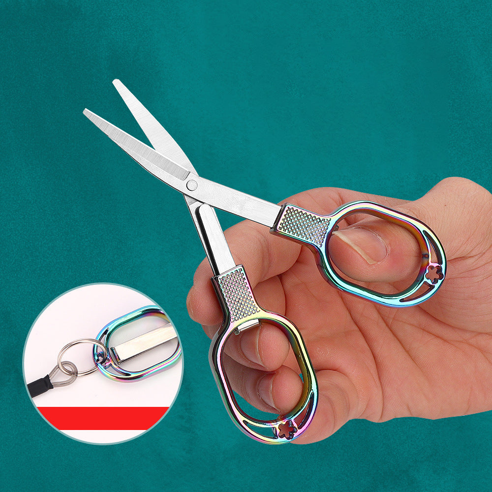 Folding Fishing Scissors Multi-Functional Lead Leather Scissors Fishing Line Cut Vigorous Horse 8-Character Small Scissors Fishing Supplies Fishing Gear