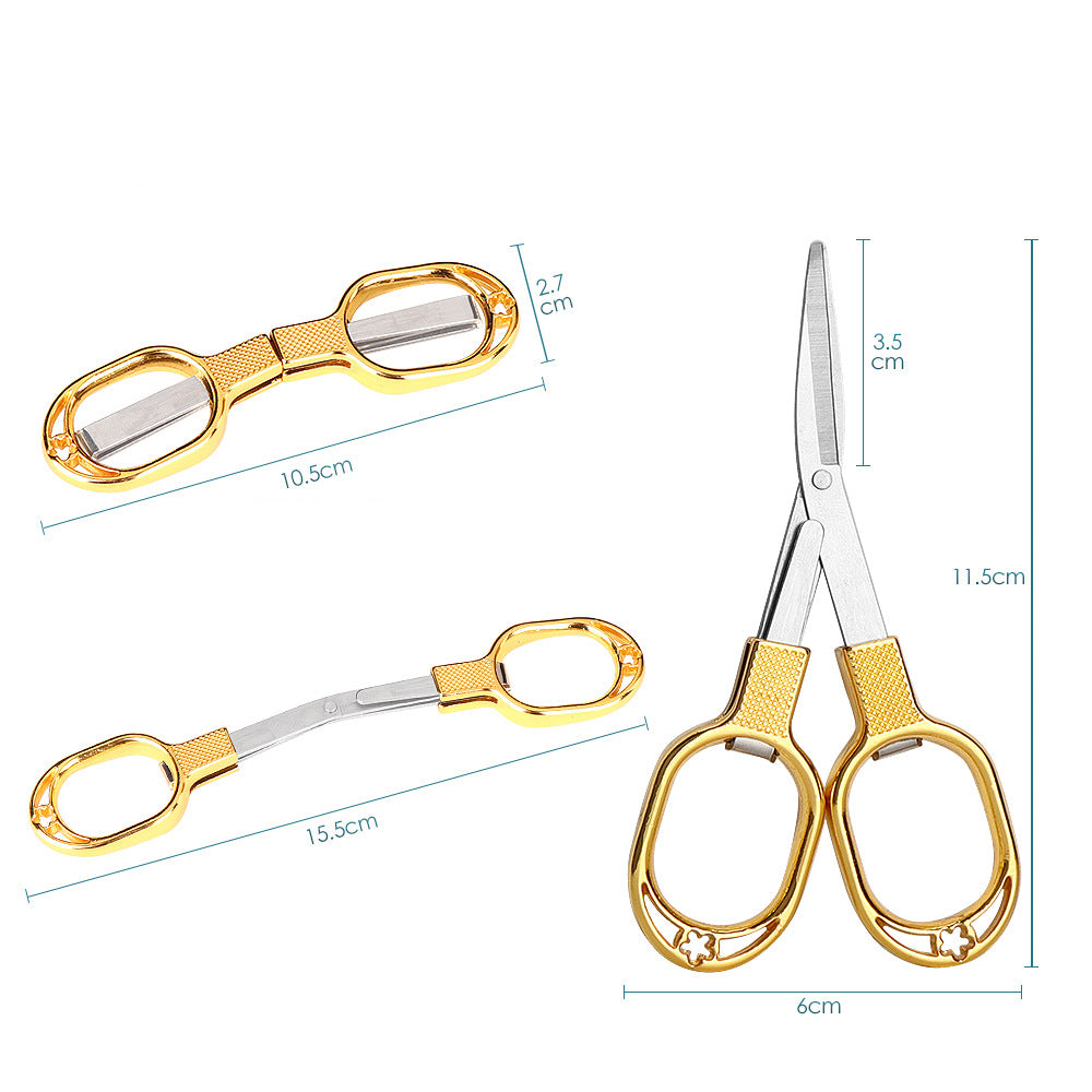 Folding Fishing Scissors Multi-Functional Lead Leather Scissors Fishing Line Cut Vigorous Horse 8-Character Small Scissors Fishing Supplies Fishing Gear